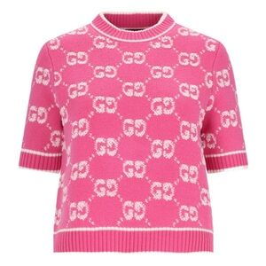 Gucci GG-Jacquard Boucle Short Sleeve Knit Top